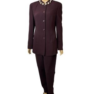 Episode Ladys 100% Pure Wool Pant Suit. Color Eggplant. Beautiful And St…